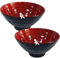 Let's Go Market Japanese Style Red Melamine Plastic Rice & Miso Soup Bowl, Dishwasher Safe, 12cm (Pack of 2)