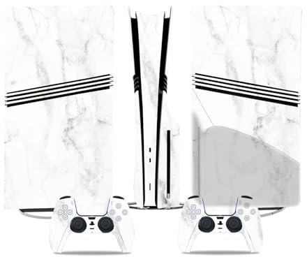 Schutzfolie für PS5 Pro Disc-Version, Vinyl-Aufkleber für Play-Station 5 Pro, Schutzzubehör für PS5 Pro Disc Edition (weißer Marmor)