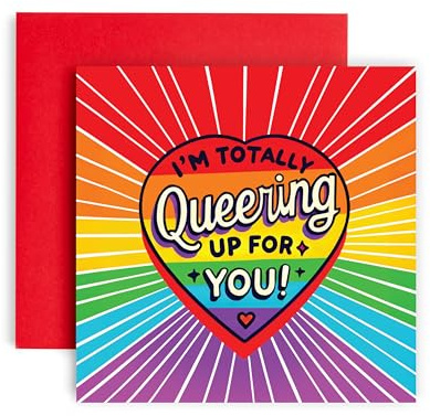 Huxters Lustige Gay-Valentinstagskarte Queering Up for You, LGBTQA Gay Anniversary Love, 14,8 cm (Queering Up)