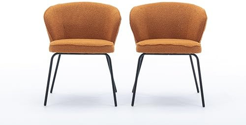Samt Drehstuhl Esszimmerstühle 2er Set Luxus Orange Stühle für Wohnzimmer oder Schlafzimmer