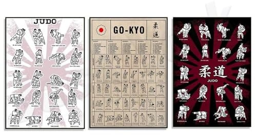 Baibexing Go-Kyo Poster, Judo Poster, Judo Ideen, Judo Dojo Wandkunst Dekor, Judo Leinwand Gemälde Wand Kunstdruck, Judo Dekoration 60X90Cmx3Pcs Kein Rahmen