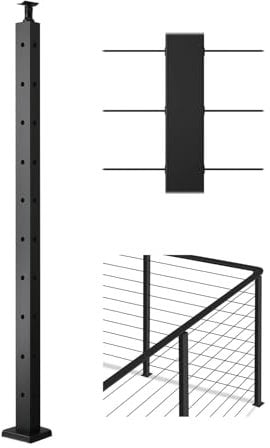 VEVOR Ringhiera per Recinzione da Balcone 914x108x68 mm da Giardino Balcone Fori a Forma L Acciaio Inox, Kit di Palo per Balaustrata da Terrazza, 1JZLGZXHS914IVCFL001V0