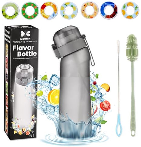 MYUNIK Air water Bottle 650ML - Scented Air water Bottle with 7 Flavor Pods, BPA-Free Tritan, With Cleaning Kit | Sugar-Free Hydration Solution Flavored Water Bottle