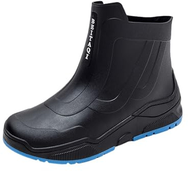 Stivali da pioggia da uomo e donna, corti, in gomma, antiscivolo, leggeri, a mezza altezza, impermeabili, alla moda, per il lavoro all'aperto, Blu, 35
