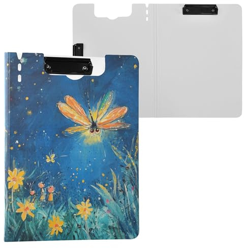 Firefly Klemmbrett mit Beleuchtung in der Nacht, faltbar, zwei Metall-Clips, Stifthalter, Klemmbrett mit Abdeckung, Klemmbrett, Folio-Ordner, Coaching Trade Quest