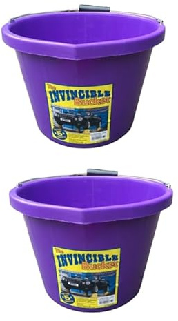 2 XAirflow Heavy Duty Invincible Builders Bucket –3 Gallon / 15 Litre – Strong Handle & Calibrated Markings – Multi-Purpose Mixing, Gardening,Farm&Construction Use–Pack of 1 to 5–Multi Colours_Purple