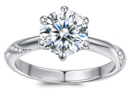 Joomia Anello da Donna con Moissanite da 2 Carati e Montatura a sei Griffe, Set di Fedi Nuziali, Certificato GRA, Purezza D+VVS1, 18K Pt, Taglio al Plasma, Ipoallergenico, 50-59 mm, Adatto per Fedine