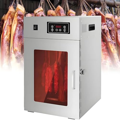 Hrxllb Food Dehydrator Machine, Stainless Steel Rotary Meat Dryer, Home Meat Dryer, Industrial Grade Dryer 30-90℃ Adjustment, Suitable for Sausage, Bacon, Chicken,7.5KG/time