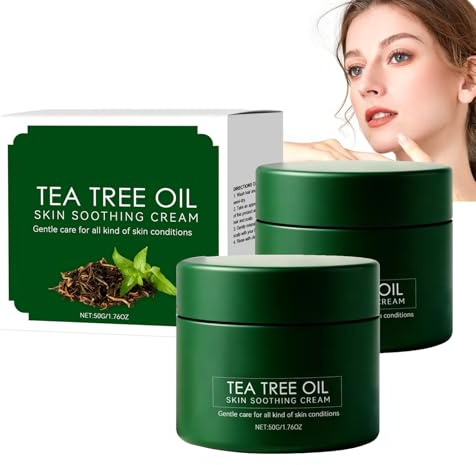 Tea Tree Oil Skin Soothing Cream, Gentle and Moisturizing for Dry Flaky Skin, Tea Tree Moisturising Cream, Hydrating Body Lotion for Sensitive Skin, Suitable for Most Skin Types, Women & Men (2pcs)