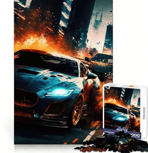 Autos Das Beste Auto Fast & Furious Puzzle für Teenager 1000 Teile Logisches Denken Stressabbau Spaß Nahtloses Schloss Tolles (38x26cm)