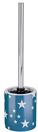 Wenko Toilet Brush and Holder Stella of Ceramic in Dark Blue, 10 x 10 x 39 cm