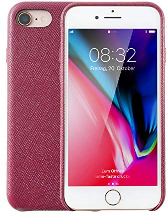 KMP Echtleder Schutzhülle für iPhone 6/7/8, SE2, SE3 Bordeaux Red