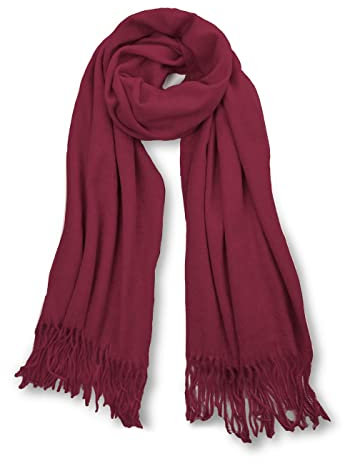 Neverless Strickschal mit Fransen einfarbig lang XXL Wollschal Oversized Winterschal Herren Damen Unisex rot unisize
