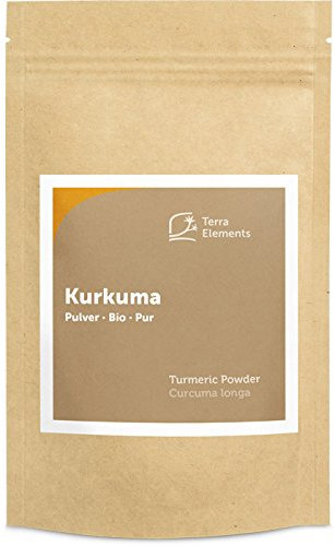 Terra Elements Bio Kurkuma Pulver, 200 g I Indische Gelbwurz I Curcuma longa I 100% rein I Vegan I Rohkost