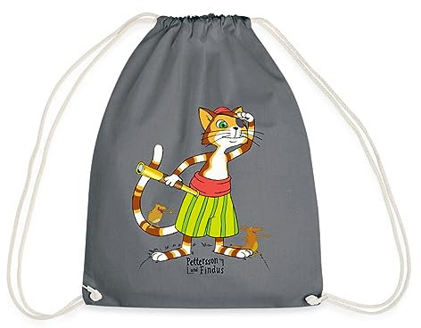 Spreadshirt Pettersson Und Findus Piraten Abenteuer Spiel Turnbeutel, One size, Grau