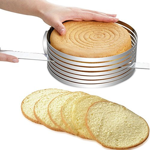 Frmarche Coupe-Gâteaux Cercle Réglable Extensible à Fentes pour découpe Facile Coupe-pâte 25cm-30cm * 8.5cm