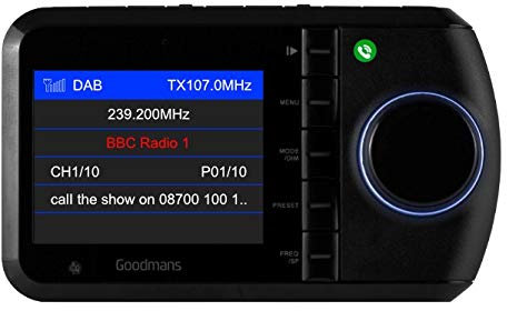Goodmans GICDABBT05 DAB Bluetooth digital adaptor 2.4 colour TFT screen, covert your car radio to DAB