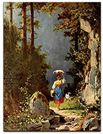 Kunstdruck Poster - Carl Spitzweg Mädchen mit Ziege 20x30 cm ca. A4 - Alte Meister Bild ohne Rahmen
