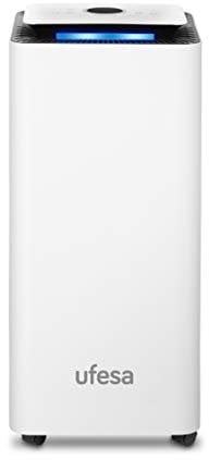 Ufesa DH5020 Deshumidificador 420W, 20L /dia, Silencioso con Panel Intuitivo, Filtro de Carbón Activo, Tubo de Drenaje Continuo, Función Secado Ropa, Temporizador