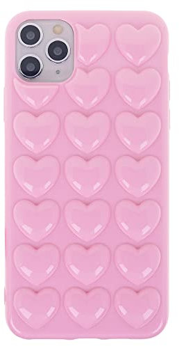 DMaos iPhone 11 Case for Women, 3D Pop Bubble Heart Kawaii Gel Cover, Cute Girly for iPhone11 6.1 inch - Pink