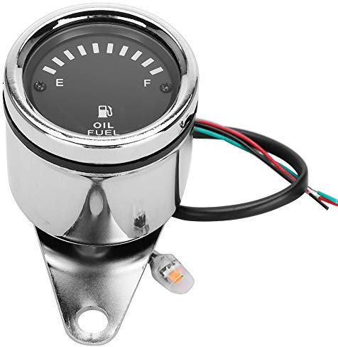 KIMISS Indicador de Combustible-Duokon Medidor de Combustible, DC 12V Universal Moto Coche Pantalla LED Medidor de Combustible eléctrico Medidor electrónico de medidor de Aceite (Aluminio)