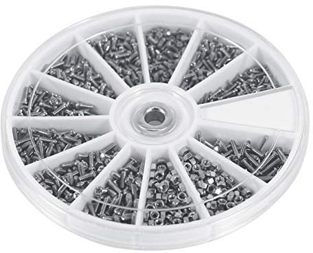 VBESTLIFE 600Pcs Screws Nuts Assortment Kit, 12 Kinds of Small Screws Nuts Assortment Kit M1 M1.2 M1.4 M1.6, for watches, glasses, electronics