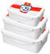 HOMESHOPA Plastic Lunch Box, 3Pk 500ML/900ML/1500ML Clip & Lock Airtight Food Storage Containers, England Football Print BPA free Leakproof Reusable Sandwich Boxes, White