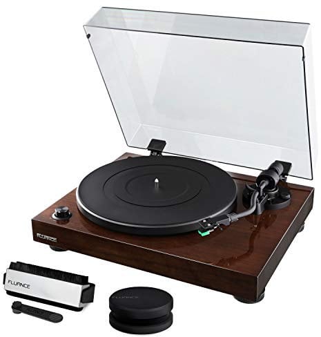 Fluance RT81 Elite High Fidelity Vinyl Turntable Record Player featuring Audio Technica AT95E, Belt Drive, Built-in Preamp with Record Weight and 3 in 1 Stylus and Record Cleaning Vinyl Accessory Kit