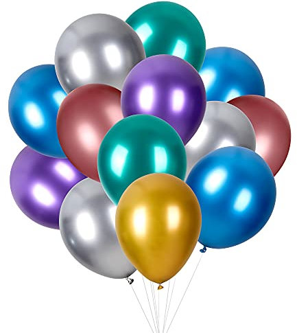 Metallic Glänzende Luftballons Geburtstag Pack 50 Stück Groß 30,5 cm Mix Farbe Party Hochzeit Dekoration Vintage (Metallic)