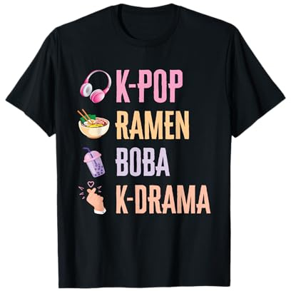 K-Pop Ramen Bubble Tea Boba Japanese Noodles Bowl Kpop T-Shirt