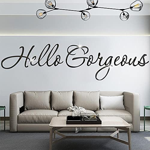 Uteruik Acryl-Spiegel-Wandaufkleber, „Hello Gorgeous“, Wandaufkleber, Wandbilder für Zuhause, Wohnzimmer, Schlafzimmer, Dekoration (#B)
