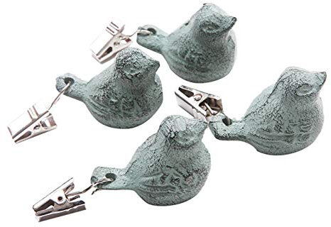 Pack of 4 Vintage Tablecloth Weights Buckle Pendant Cast Iron Bird Tablecloth Weight Kit Cast Iron Antique Birds Tablecloth Weight for Outdoor Garden Picnic Camping Party