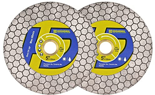 HIGHDRIL Diamant-Fliesensägeblatt – 125 mm Trenn- und Schleifscheibe für Porzellanfliesen, Granit, Marmor, Keramik, Quarz
