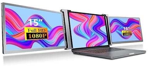 Docooler Swivel Dual Portable, FHD 1080P HDR IPS Display, Dual Screen for 15''-17'' Laptops, Compatible with Windows/Android/Mac/Xbox/Switch/Phone, Type-C/HD Port
