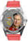Runde Armbanduhr aus rotem Leder für Fans von King, rot
