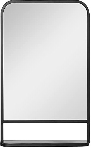 HOMCOM Modern Square Wall Mirror with Storage Shelf, 86 x 53 Mirrors for Living Room, Bedroom, Black