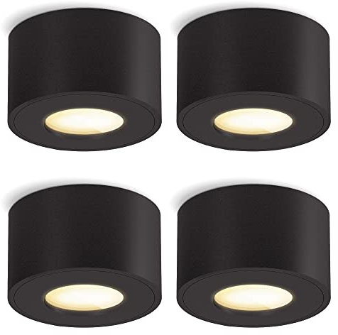 SSC-LUXon 4er Set CELI-1 Aufbauleuchte IP44 Bad Außen inkl. LED Leuchtmittel 230V - 4x Aufputz LED Spot schwarz 4W warmweiß