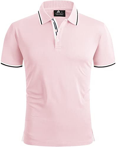 SPEEDRUN Polo Homme Manches Courtes d'été Casual Blanc Polos de Sport Golf Tennis Regular Fit T-Shirt Business Rayure