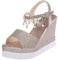 ZIRIA Sandali con tacco a zeppa per le donne sandali estivi con plateau e cinturino con fibbia a punta aperta 10 cm tacchi con fondo grosso scarpe da donna, Oro 2, 33 EU
