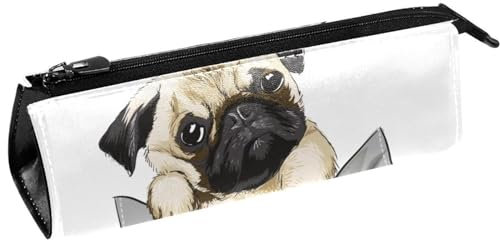 VAPOKF Nette Tasche Mops Stift Tasche Schreibwaren Beutel Bleistift Tasche Kosmetiktasche Tasche Kompakte Reißverschlusstasche, multi, 5.5 ×6 ×20CM/2.2x2.4x7.9 in, Taschen-Organizer