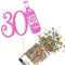 Cakeshop Cake Decoration Pack | Funny Wine Theme Birthday Premium Double Sided Glitter Card Cake Topper Sign & 25g Party Pack of Cake Sugar Sprinkles | Custom Age Cake Decoration (Baby Pink)