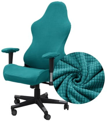 Highdi Gaming Chair Cover, jacquard Computer Chair Covers, Stretch Soft Swivel Chair Slipcover Washable Universal Office Desk Boss Chairs Protectors, attached arms (Teal)