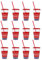 Snips, Coca-Cola Trinkgläser mit Strohhalm 0.5 L, Plastikbecher Set 12-teilig, Trinkbecher mit Strohhalm und Deckel Made in Italy 0% Bpa