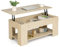 CASART Lift Top Coffee Table, Wood Lifting Center Table with Hidden Compartment & Open Shelf, Modern Tea Table Cocktail Table for Living Room Office Bedroom (Natural)