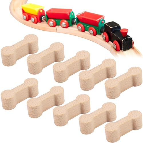 Unvtap 10 Stück Gleisverbinder, Verbindungsstück Holzeisenbahn, Zuggleisverbinder, Holzbahnverbinder, Holzeisenbahn Verbindungsstücke Verbinder, Adapter Kompatibel mit Brio, Thomas, Melissa UVM