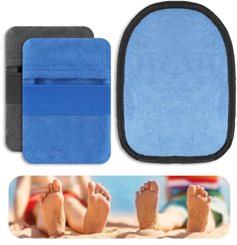 lasuroa 3 Stück Sand Entferner für den Strand, 2 Stile Sandentferner Fäustling Sandsack Entferner Beutel Körperreiniger Sand Abwischbar Handschuh Sandentfernungswerkzeug für Strandurlaub (Kein Talk)