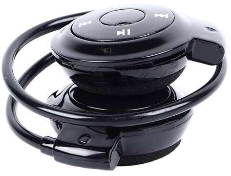 Plyisty Écouteurs supra-auriculaires, casque sans fil avec microphone, son HiFi stéréo pliable, noir, pour la course à pied
