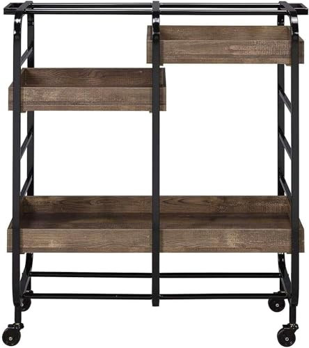 Carrito de servicio de bar, carrito de servicio rústico móvil de cocina, carrito industrial para cocina y hogar, mesa pequeña con ruedas, carrito plegable con ruedas, carrito de muebles de hotel
