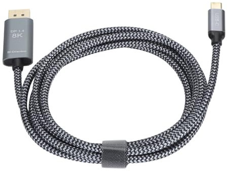 8K 60HZ USB C to DisplayPort Cable, Bidirectional Transmission, Nylon Woven, 24K Gold Plated, 6.6ft, for DisplayPort, USB C Computers and Monitors