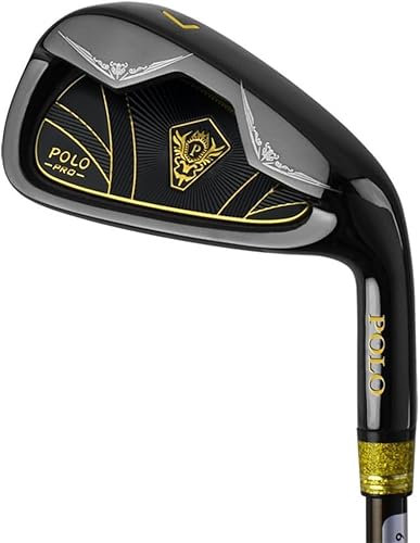 Professionelles Golfschlägereisen Nr. 7 mit Carbonschaft für Rechtshänder, Herren-Golfeisen, Schwarz, Gold, Schwarz